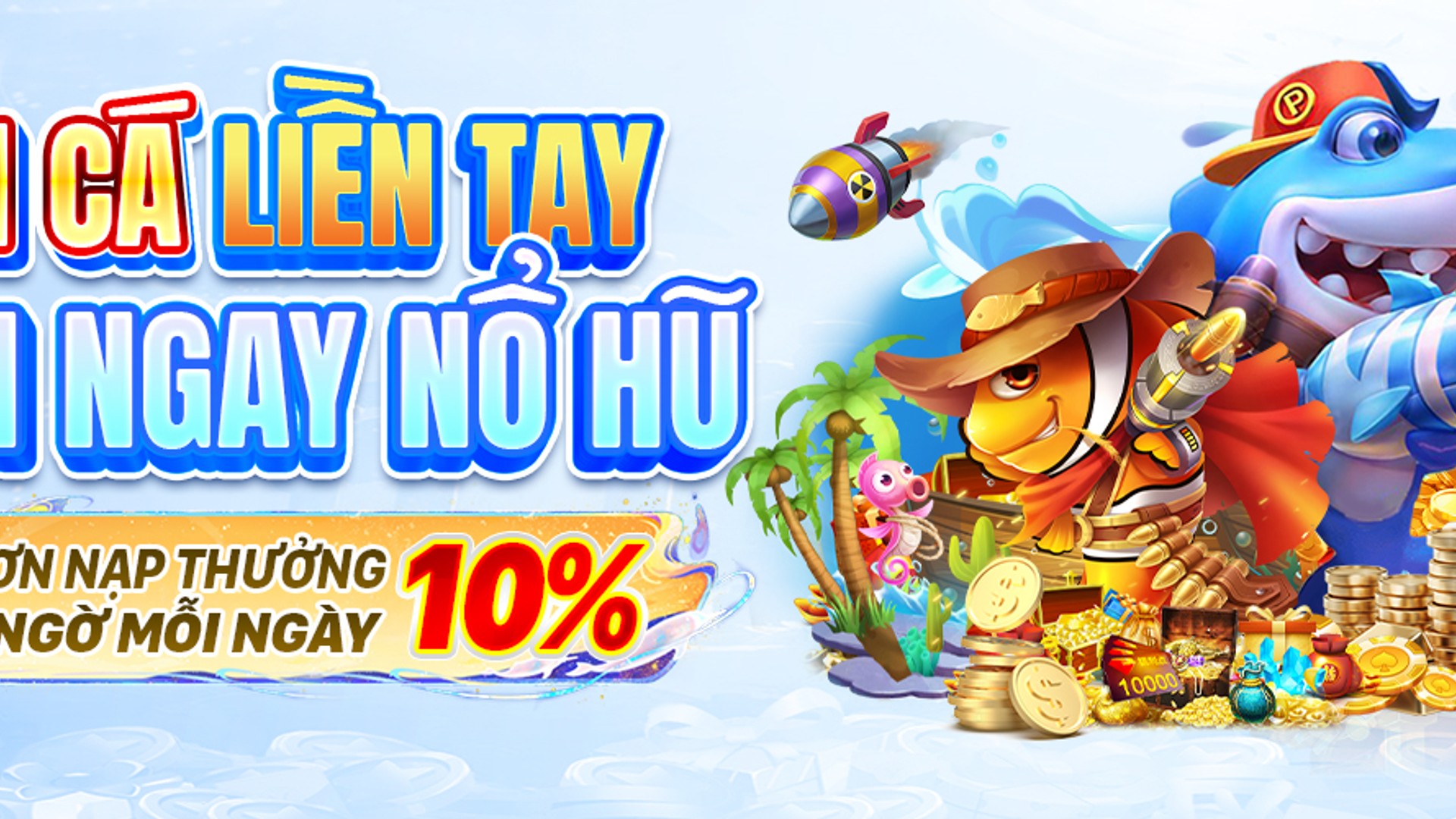 Hình ảnh đại dương vàng với các loài cá và logo 123win online